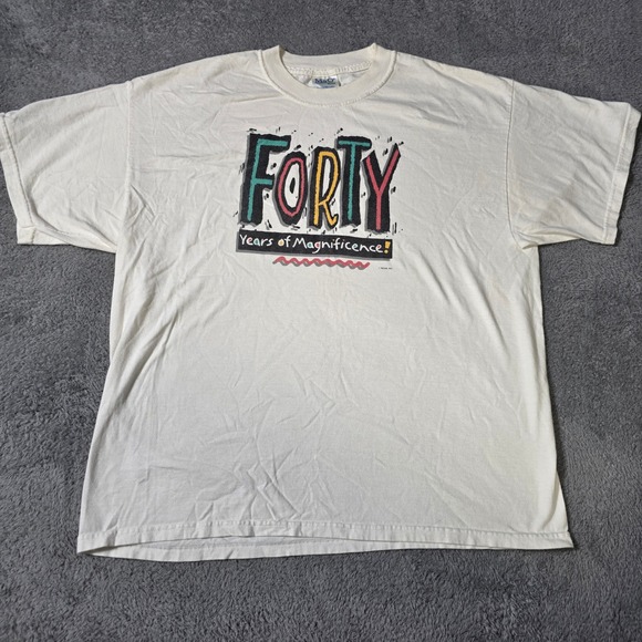 M&O Knits Other - M&O Knits Mens XL T-Shirt Cream Forty Years of Magnificence Graphic Heavyweight